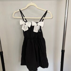 Chic Black Dress with White Bows